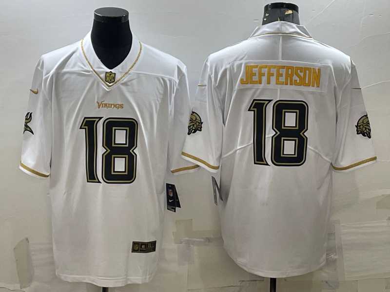Men's Minnesota Vikings #18 Justin Jefferson White Golden Edition Limited Stitched Jersey,We sell and wholesale Men's Minnesota Vikings #18 Justin Jefferson White Golden Edition Limited Stitched Jersey on line form chian!